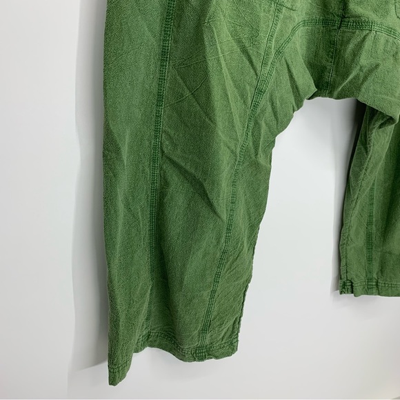 Free People Runyon Drop Crotch Cropped Wide Leg Oversized Green Pants Size XS - Picture 14 of 16